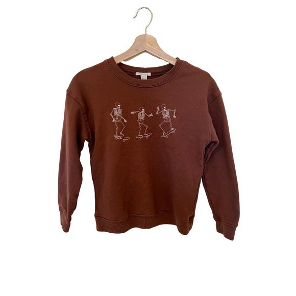 Full Tilt Other - Sweatshirt Full Tilt Brown Skeleton Graphic Pullover Kids Large Girl's Skateboar